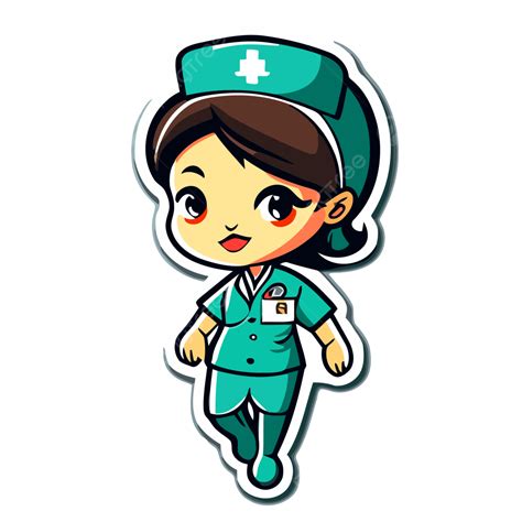 Cartoon Nurse Sticker Illustration Clipart Vector Nurse Clipart Cartoon Clipart Sticker