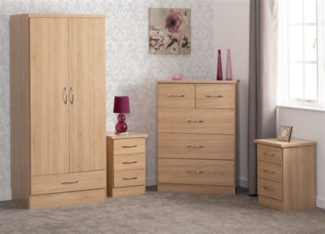 100 108 027 Nevada 2 Door 1 Drawer Wardrobe Bedroom Set Sonoma Oak