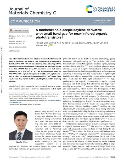 PDF Nonbenzenoid Acepleiadylene Derivative With Small Bandgap For