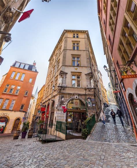 Street View and Buildings in the Old Town of Lyon Vieux Lyon, France ...