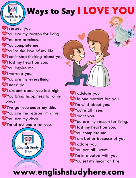 30 Different Ways To Say I Love You In English English Study Here