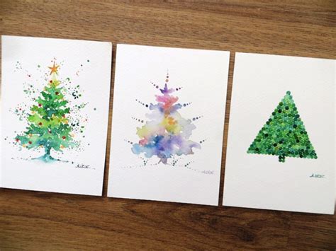 Cartes De Vœux à Laquarelle Pour Noël Thème Sapin Aline Imagine