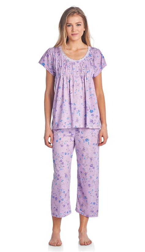 Casual Nights Casual Nights Womens Short Sleeve Capri Pajama Set