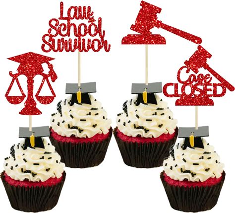 Amazon Gyufise 24Pcs 2024 Lawyer Graduation Cupcake Toppers Red