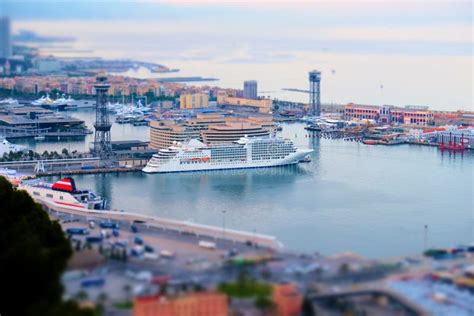 Large Cruise Ship in the Port of Barcelona Stock Photo - Image of ...