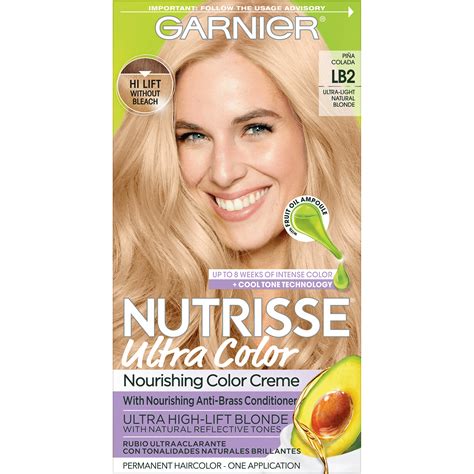 Garnier Nutrisse Nourishing Hair Color Creme, LB2 Ultra Light Natural ...