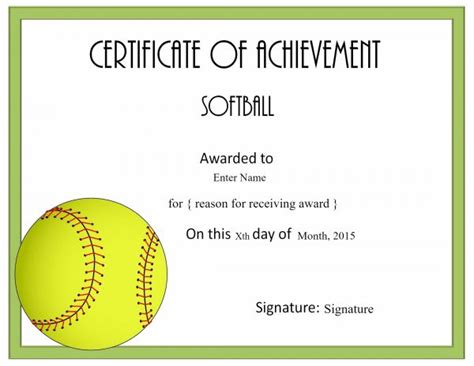 Printable Softball Certificates