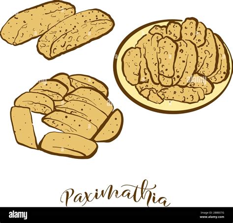 Dibujo Coloreado De Pan De Paximathia Ilustración Vectorial De