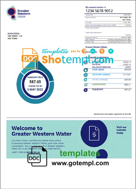 Australia Greater Western Water Utility Bill Template In Word And Pdf