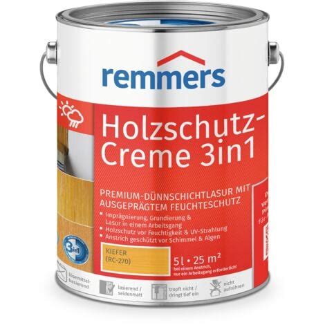 Remmers Holzschutz Creme 3in1 kiefer 5 Liter tropffreie Holzlasur für