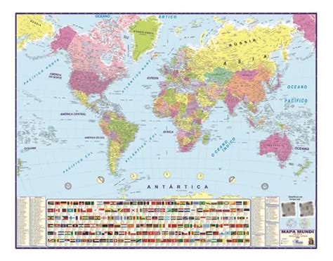 Mapa Mundi Planisfério Globo Mundo Geográfico Banner Poster Politico