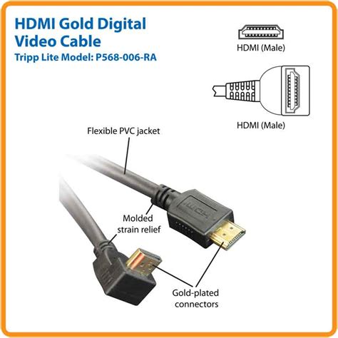 High Speed Hdmi Cable 1 Right Angle Connector 6 Ft Eaton