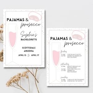 Pjs And Prosecco Themed Bachelorette Invitation Email Itinerary