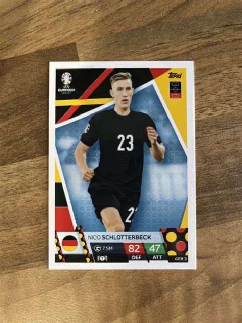 Carte De Base Topps Match Attax Euro Nico Schlotterbeck Allemagne