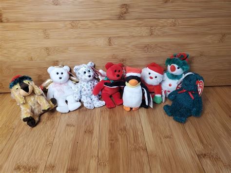 TY Jingle Beanies 8pc LOT Christmas Holiday Bear Beanie Babies W