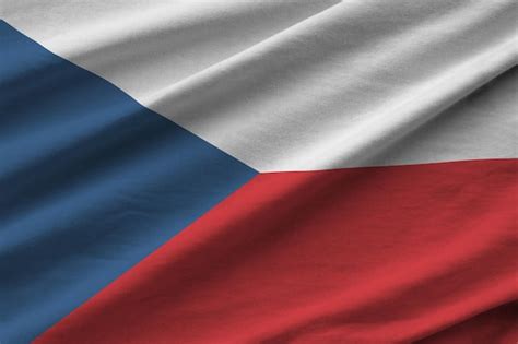 Premium Photo Czech Flag With Big Folds Waving Close Up Under The