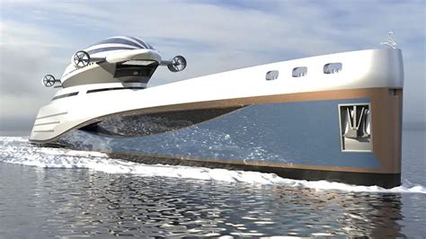 Futuristic Colossea Mega Yacht With Detachable Airship Tuvie Design