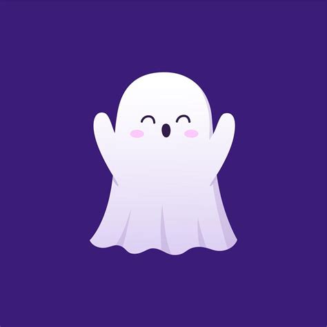 Halloween Kawaii Ghost Cheerful Character Vector Art At Vecteezy