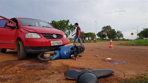 Motociclista tem perna esmagada após acidente em cruzamento de Palmas