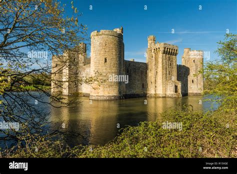 Historic Bodiam Castle and its moat, Bodiam, East Sussex, England Stock ...