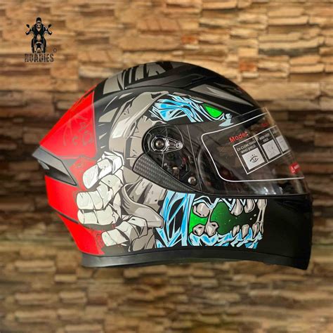 Jiekai Jk Jaw Shine Red White Black Full Face Dual Visor Helmet Dot