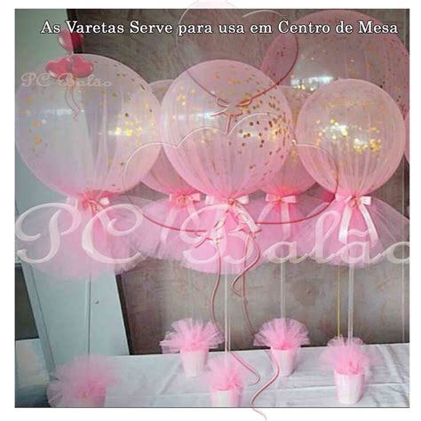 Kit 5 Vareta Pega Balão para Bubble 50cm Transparente Elo7