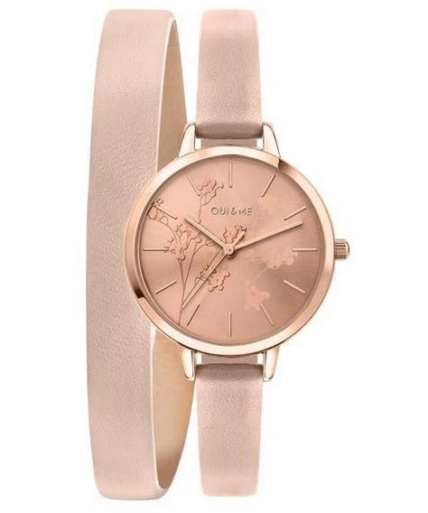 Oui Me Petite Amourette Rose Gold Sunray Dial Leather Strap Quartz