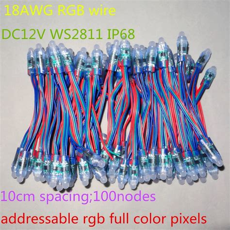 18AWG Wire 100pcs String DC12V 12mm WS2811 Addressable RGB Led Smart