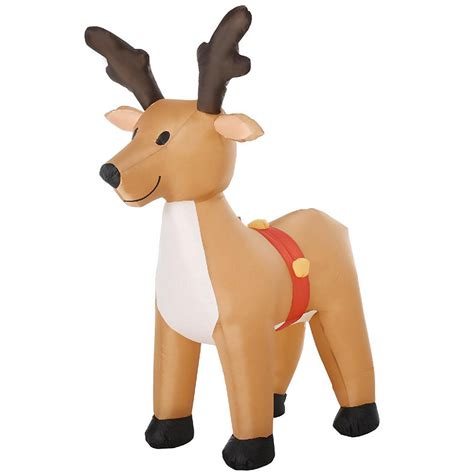 HOMCOM 6ft Christmas Inflatable Reindeer Outdoor Blow Up Yard ...