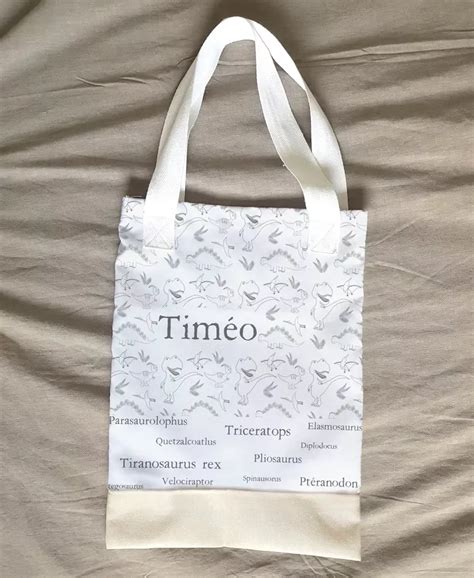 Tote bag enfant 30x40cm à personnaliser thème dinosaures en 2022 Tote