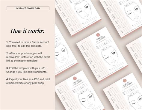 Makeup Artist Face Chart Template Freelance Artist Form Editable