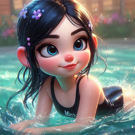 Vanellope Bathing In Black Swimsuit By Myart70 On Deviantart