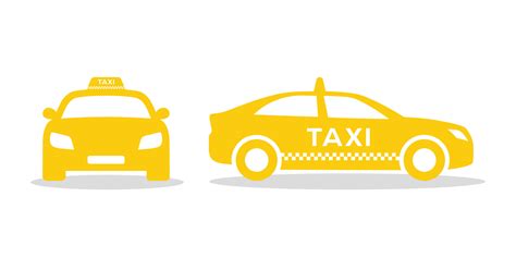 Taxi Cab Car Vector Icon Taxi Car Front And Side View Flat Pictogram