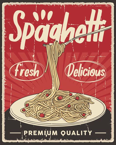 Retro Pasta Spaghetti Italian Food Poster 13900172 Vector Art at Vecteezy