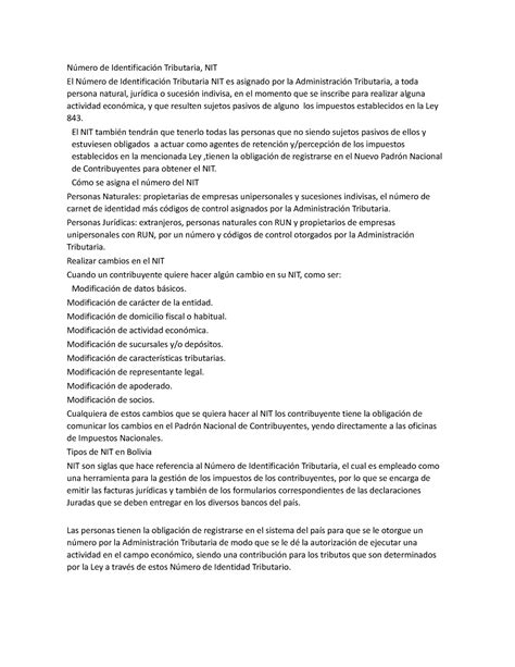 Nit Nmero De Identificacin Tributaria En Colombia