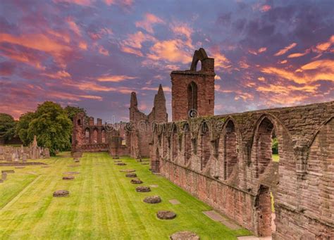 Ancient Ruins of Arbroath Abbey at Sunset in Scotland Stock Photo ...