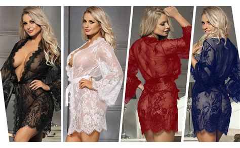 Comeon Dear Lingerie Women S Two Piece Set Sexy Sheer Strappy Robe