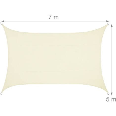 Relaxdays Voile d ombrage rectangulaire 5 x 7 m PES imperméable