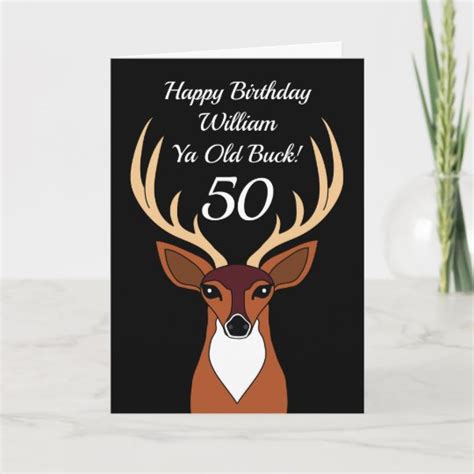 Deer Hunter Funny Old Buck Personalized Birthday Card