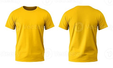 plain yellow t-shirt mockup template, with view, front and back ...