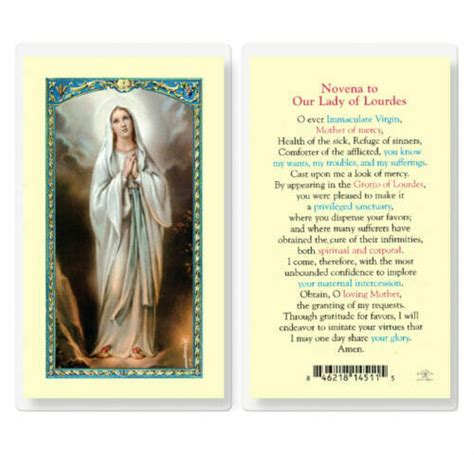 Our Lady Of Lourdes Novena Laminated Holy Card 25 Pack Buy Religious Catholic Store