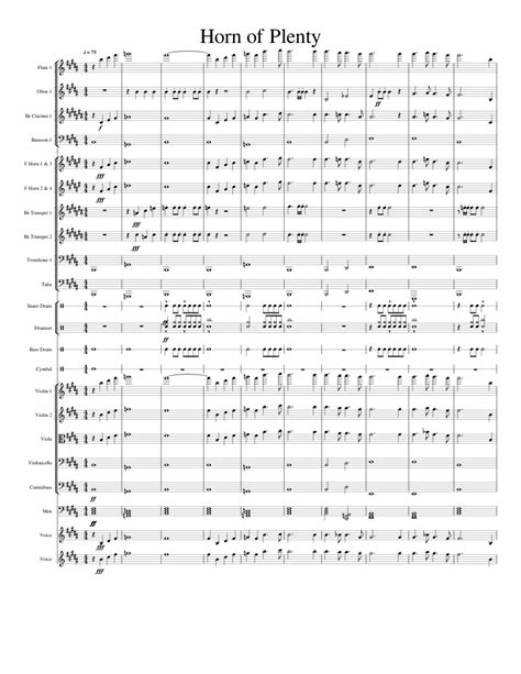 Horn Of Plenty Sheet Music For Flute Clarinet Violin Oboe Download