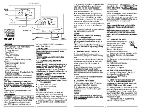 Lux Tx9000ts Touch Screen 7 Day Programmable Thermostat Installation And Operating Instructions