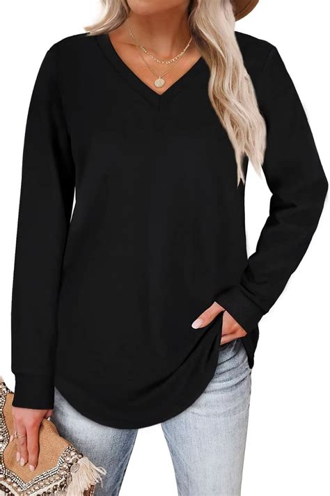 Wiholl Sweaters For Women V Neck Long Sleeve Shirts Loose Casual Tops Amazonca Clothing