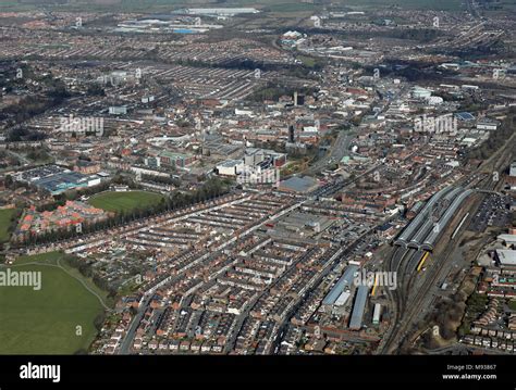 aerial view of Darlington town centre, County Durham, UK Stock Photo - Alamy