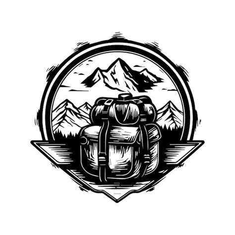 Premium Vector Mountain Logo Design Black And White Handdrawn