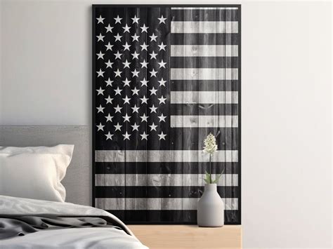 Black and White American Flag Wall Art - Etsy