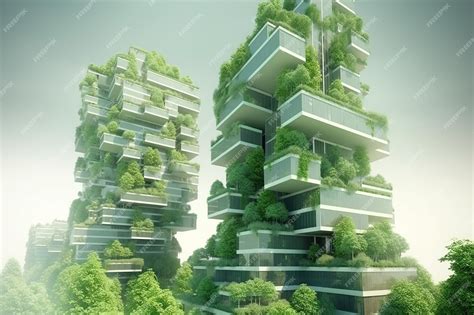 Premium Photo Green Futuristic City Streets With Biophilia Design