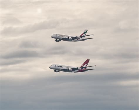 EPIC PHOTOS Emirates And Qantas Airbus A380 S Fly In Formation