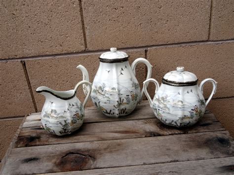 RESERVED Vintage Kutani Tea Set Asian Tea Set Pot Belly